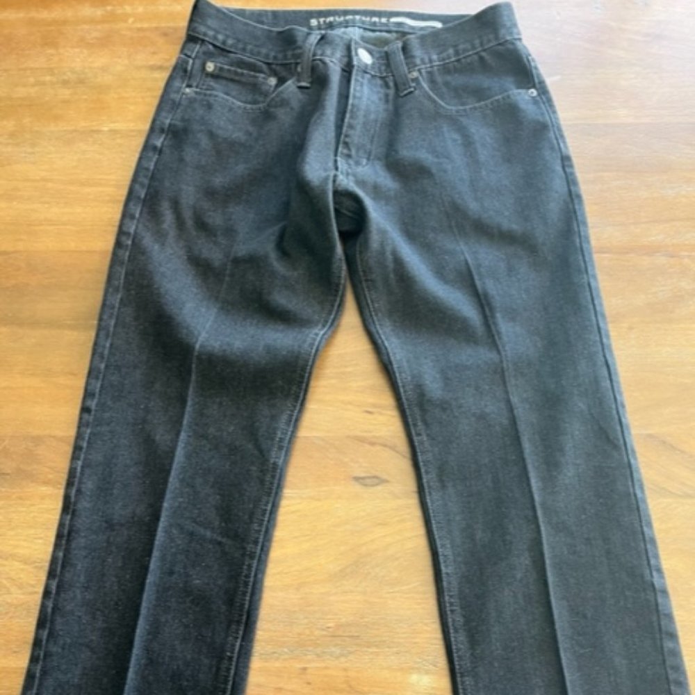 Structure Slim Straight Denim Dark Charcoal Gray Jeans Measured Fit 28 x 28